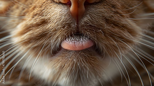 A detailed shot of a cats tongue with its rough texture photo