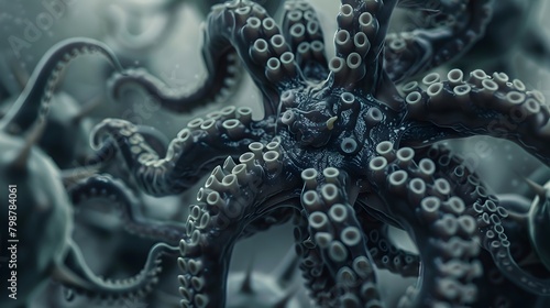 A virus that appears as a black giant squid.