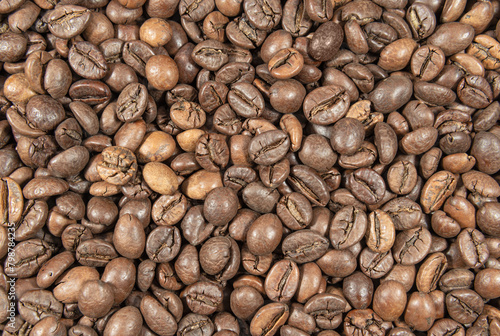 Dark brown coffee beans background