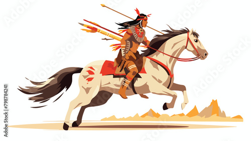 Apache warrior armored horse rider. Tribal native A
