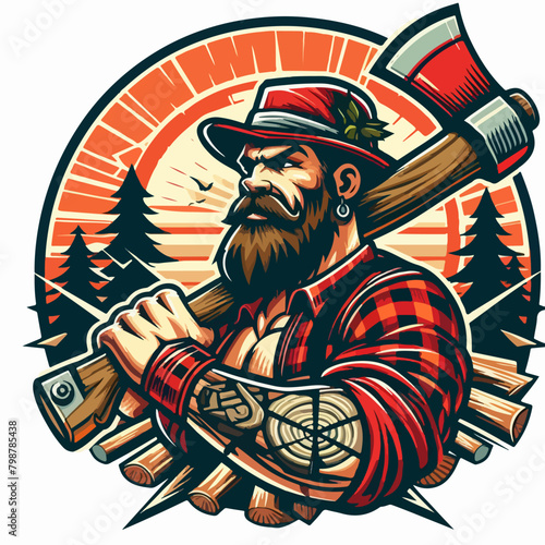 Lumberjack work logo professional template