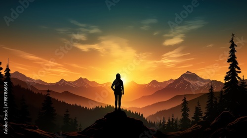silhouette of a female traveler standing UHD WALLPAPER