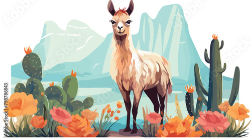 Cute llama or cria isolated on white background. Po