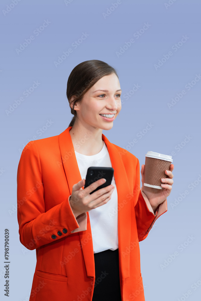 portrait of a business woman Self-confident young woman standing holding coffee mug, isolated on background. portrait of a business woman Self-confident young woman standing holding coffee mug, isolated on background.