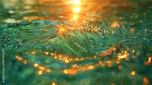 Crystal clear water with sunlight filtering through, creating a pattern of dancing light on a pool photo