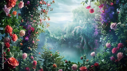A stunning floral backdrop set against nature s beauty photo