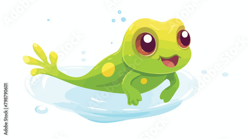 Cute tadpole swimming. Little larval froggy floatin