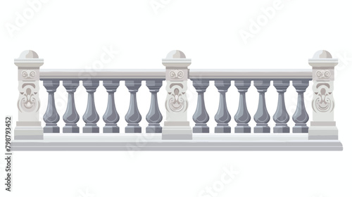 Balustrade with balusters for fencing. Palace decor