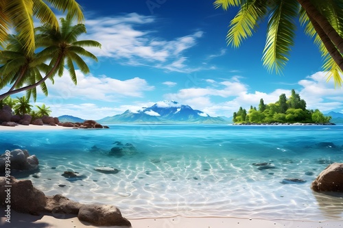 Tropical island with palm trees on the beach
