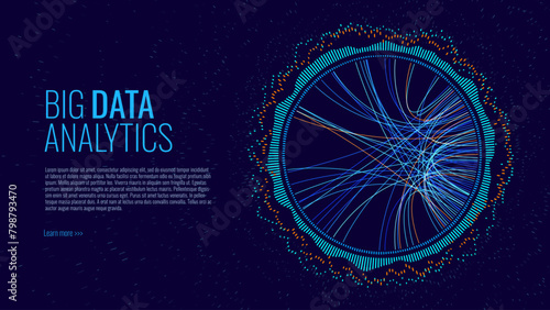 Big Data Visualization Vector. Artificial Intelligence Graph Connections. Digital Statistical Analysis Methods Visual Data Science Concept. Machine Learning AI. Technology Vector Illustration.