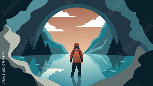 I thought caving would be scary but its actually a very peaceful and meditative experience.. Vector illustration