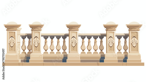 Balustrade with stone pillars for fencing and raili
