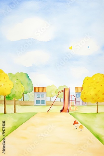Backtoschool playground watercolor, lively backtoschool playground watercolor