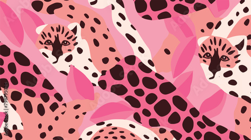 Decorative animal seamless pattern with pink leopar