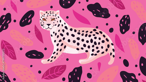 Decorative animal seamless pattern with pink leopar photo