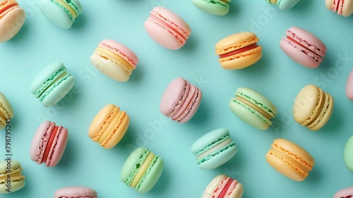 French macarons on a beautiful background, selective focus, Generative AI,