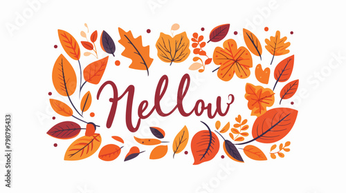 Decorative design composition with fall lettering a