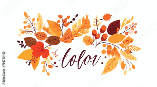 Decorative design composition with fall lettering a