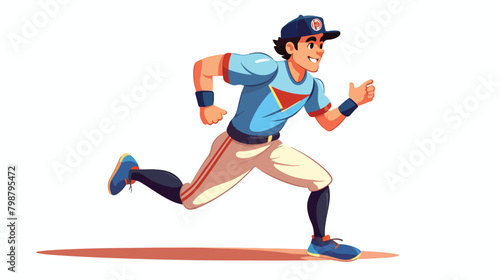 Baseball player batter running fast dropping bat. H