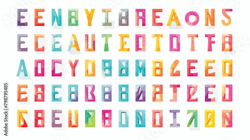 Decorative english alphabet made of colorful adhesi