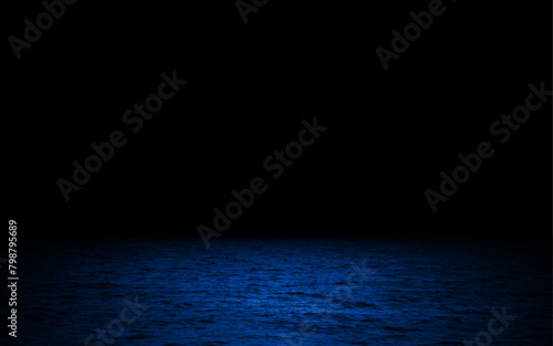 Night light sea landscape blue sea water background vector illustration dark wallpaper moon light reflection photo