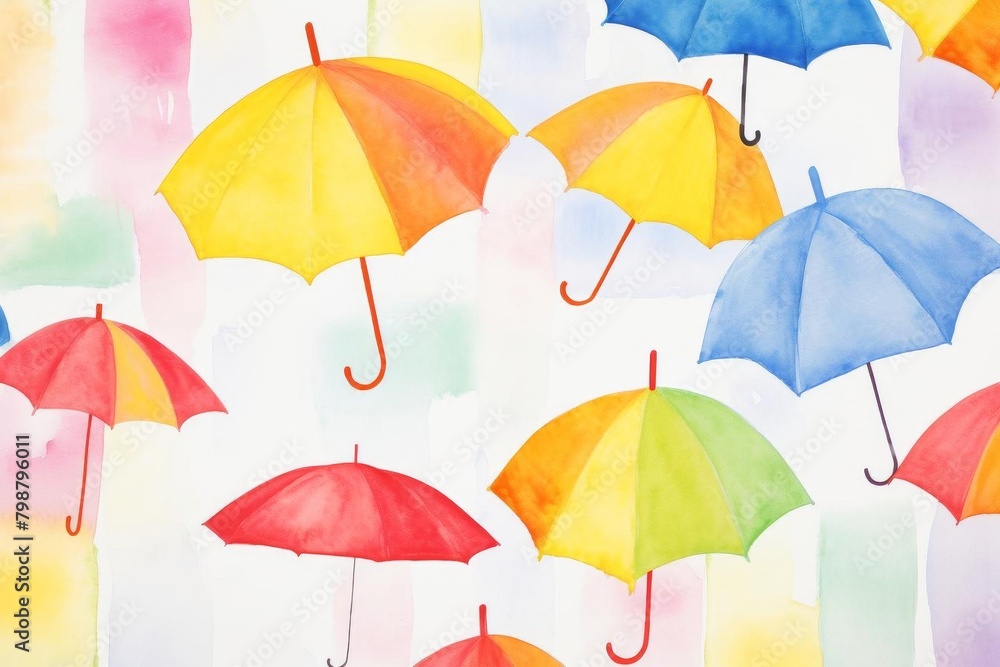 Obraz premium colorful umbrellas watercolor, vibrant colorful umbrellas watercolor