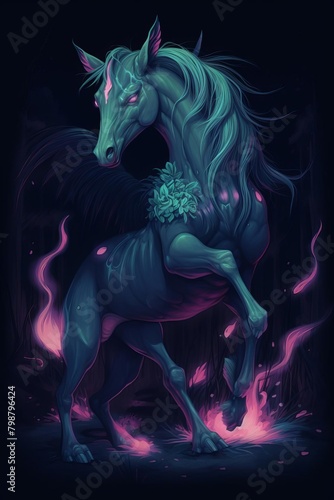 dark unicorn, shadowy dark unicorn