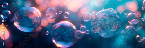 Light bubbles in the form of sea bubbles of the underwater world. photo