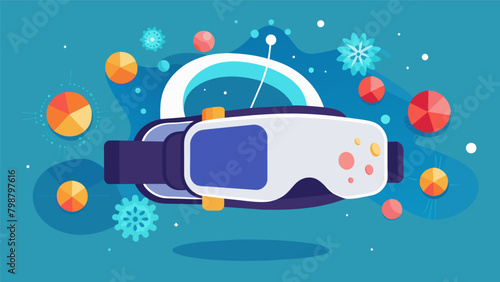 A virtual reality headset allows a client with agoraphobia to experience exposure therapy in a controlled and safe environment.. Vector illustration