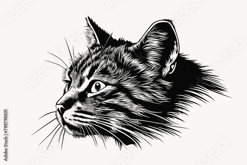 Cat. Close-up portrait. Cat's face isolated on white background. Creative design.