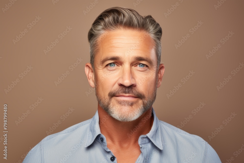 Obraz premium Handsome mature man with grey hair and beard. Studio shot.
