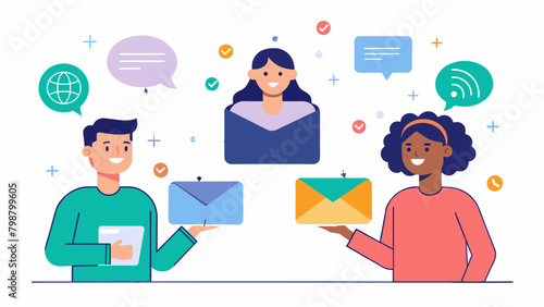 An email thread showcases the open communication and understanding between neuroatypical and neurotypical employees as they discuss accommodations and. Vector illustration