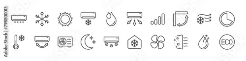 set of air condition icons, cooling, technology photo