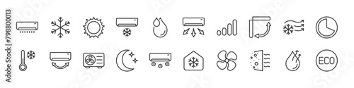 set of air condition icons, cooling, technology