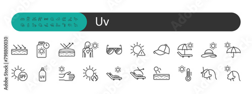 set of sun protection icons, skin, sunscreen,  uv, summer