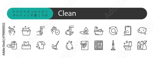 set of clean icons, hygiene, cleaning, housework photo