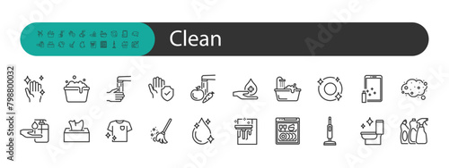 set of clean icons, hygiene, cleaning, housework