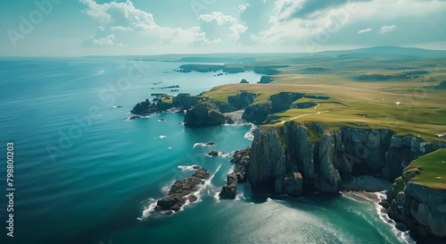An epic landscape of cliffs and ocean. photo