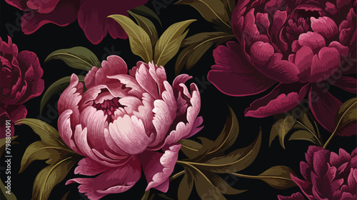 Beautiful floral seamless pattern with vinous peoni photo