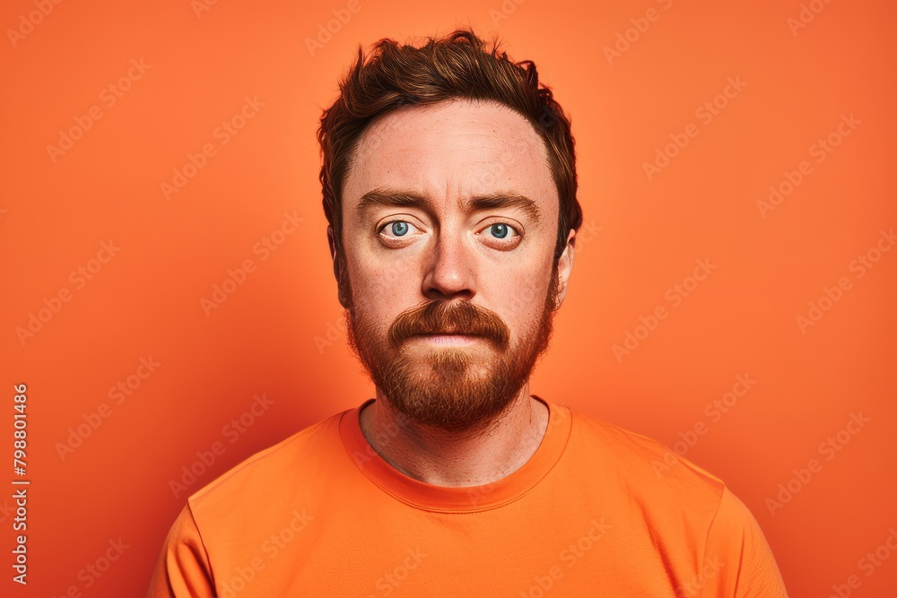 Portrait of a red-bearded man on a orange background. Portrait of a red-bearded man on a orange background.