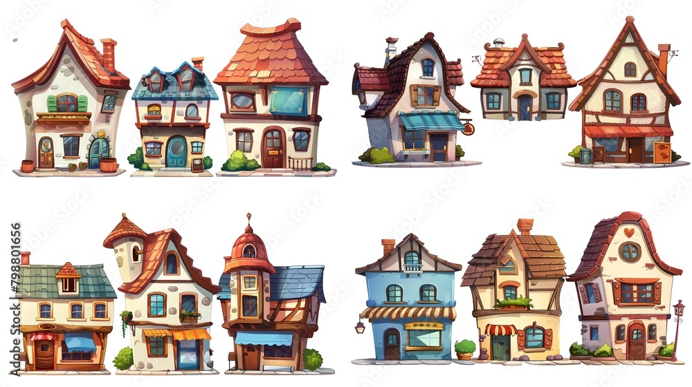 	
cute fairytale cartoon house clipart isolated on white background, quirky house , Generative Ai	
