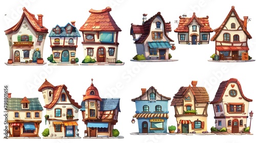  cute fairytale cartoon house clipart isolated on white background, quirky house , Generative Ai 