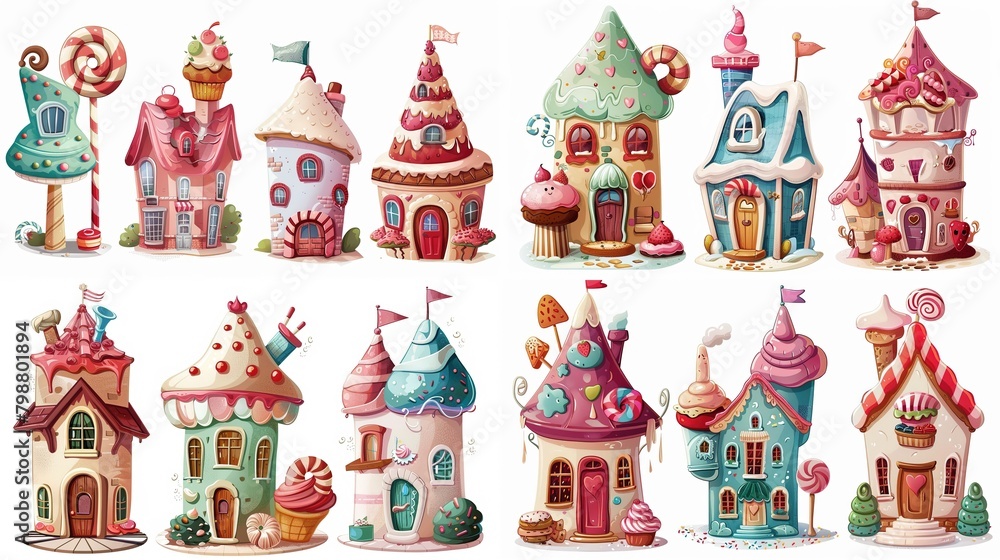 cute fairytale cartoon house clipart isolated on white background, pudding cake hut, Generative Ai
cute fairytale cartoon house clipart isolated on white background, pudding cake hut, Generative Ai