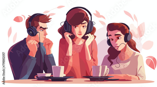 Disobedience teen girl listen music in earphones du