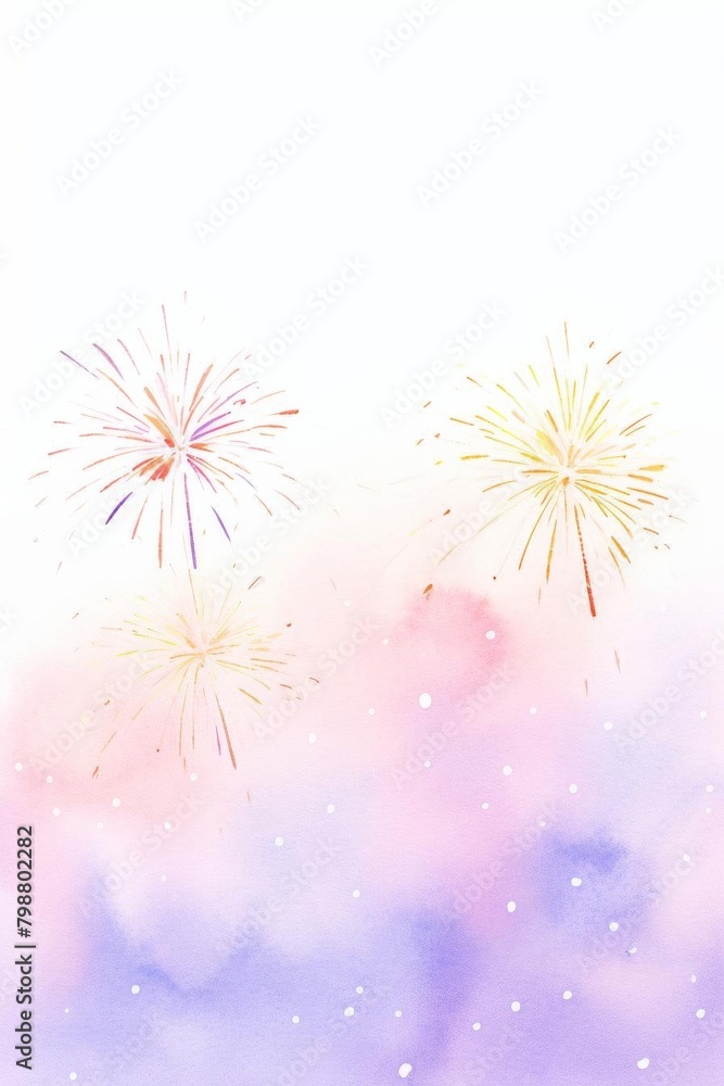 New Year fireworks watercolor, vibrant New Year fireworks watercolor