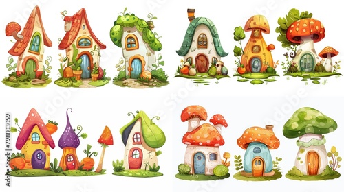 cute fairytale vegetable house in garden  collection set isolated on white background  Generative Ai