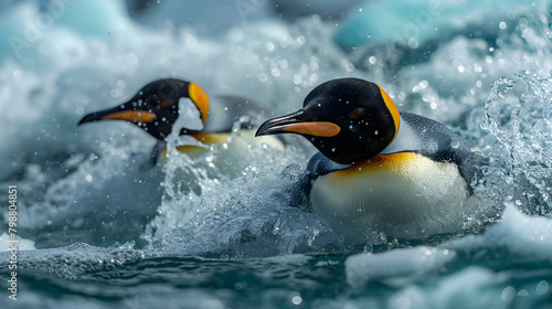 two penguins on ice