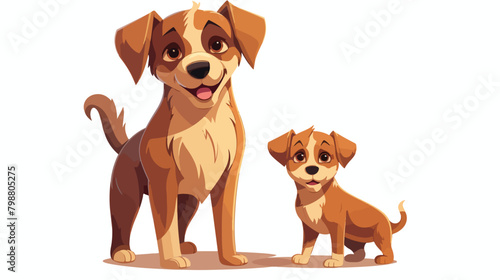 Dog with pup or whelp isolated on white background.