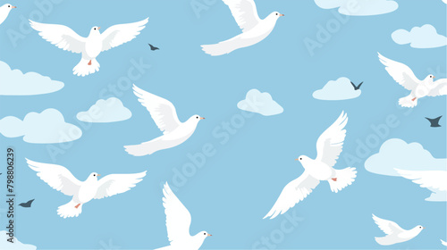 Birds flock flying seamless pattern design. Endless © iclute3