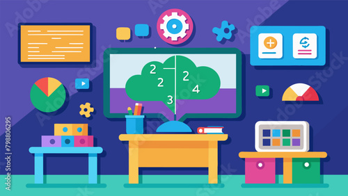 A math classroom incorporating neurotech games and puzzles to make learning fun and engaging..